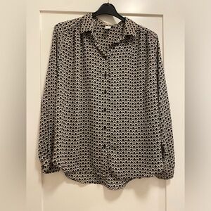 H&M long-sleeve blouse, black and white, size 8